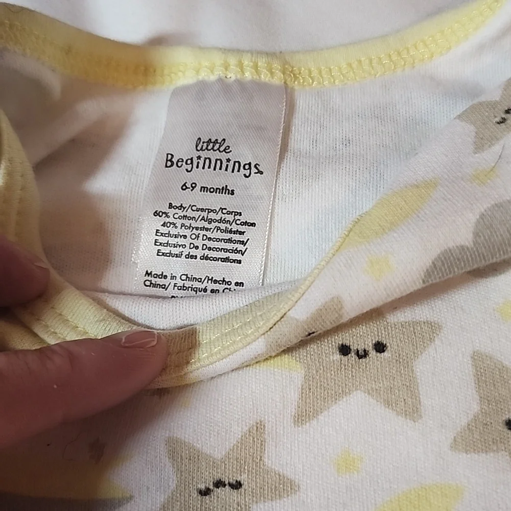 LITTLE BEGINNINGS STAR ONESIES SZ 6-9 MONTH